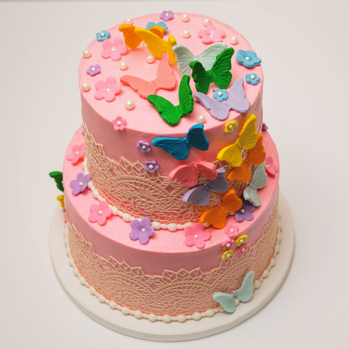 Two Tier Butterfly Theme Caketalks